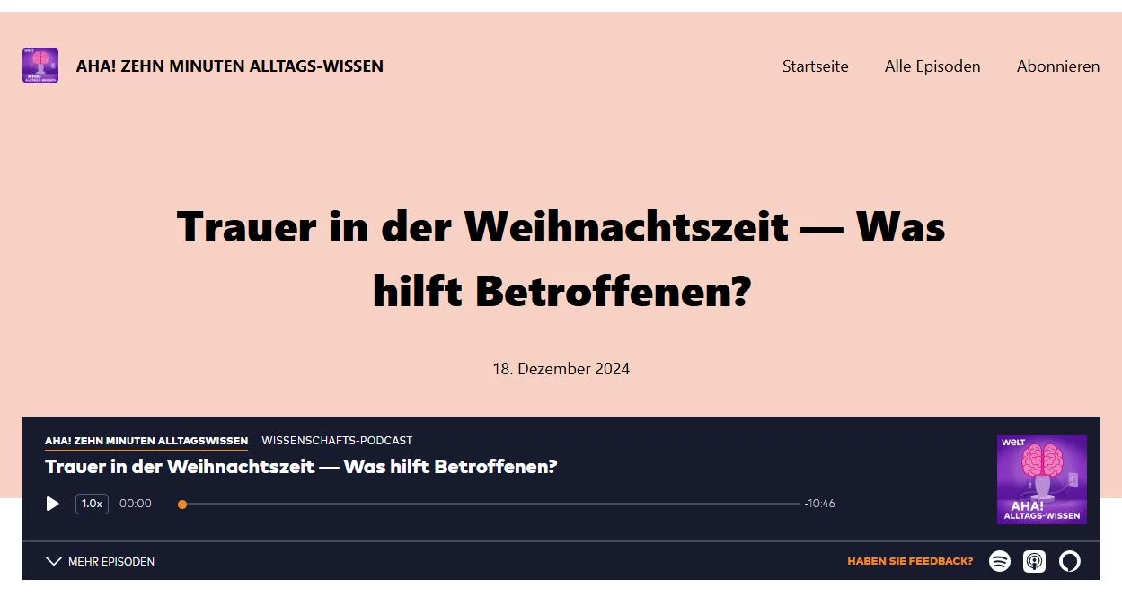 Presse 8 Welt Trauer in der Weihnachtszeit Podcast